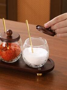 1pc Glass Seasoning Jar, Suitable For Tabletop Decor, Home And Kitchen Condiment Storage - Glass Condiment Jars - View 8