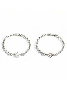 ZIRUISP 2pcs/Set Unisex Spider Web Bracelet, Stainless Steel Chain, Y2K Gothic Punk Retro Style Jewelry Gift - Type B - View 2