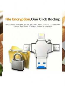 512GB/256GB/1TB High Speed USB 3.0 Flash Drive Photo Stick, 4-In-1 Micro SD Card Reader For IOS/Android/Type-C, Thumb Memory Stick Pendrive Compatible With IPhone 16/15/14/13/12/11 Pro/Pro Max/Plus, IPad Mini6/Air4/Psuawei - White - View 4