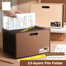 Expandable A4 File Folder 13 Layers Large Capacity Students Test Paper Storage Bag Portable File Bag Document Organizer For School Office