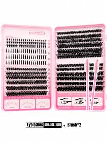 Asiteo 468pcs D Curl Spikes Lash & Bottom Lashes Individuals Eyelash Clusters Thick Fluffy 60D/80D/100D Lash Clusters Kit With Tweezers, Eye Brush, Multi-Style Lash Clusters Spike Lashes DIY Eyelash Extension At Home - D - Xem 10