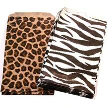 D50 Qty 5" X 7" Leopard And Zebra Combo Print Flat Plain Paper Gift Bags Or Patterned Decorative Bags For Cookies Merchandise Pens Party Favors Showers Holidays Events And Gifts - 如圖 - 查看 1