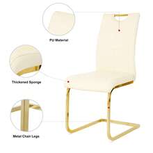 MH Global Modern Pu Leather Dining Chair Set With Golden C-Shaped Metal Legs Set Of 2 Set Of 4 Set Of 6 - Two Beige Chairs With Gold Legs - View 5