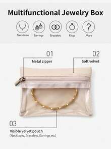 Bộ 6 túi đựng trang sức bằng nhung trong suốt có khóa kéo, thích hợp cho phụ nữ và bé gái, món quà hoàn hảo cho đám cưới và kỷ niệm. - Nhiều màu - Xem 6