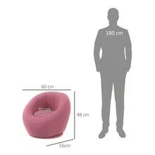 HOMCOM Swivel Chair, Plush Chair, Single Chair With Load Capacity Up To 120 Kg, Pink, For Living Room And Relaxation On Site. - 1 - View 3
