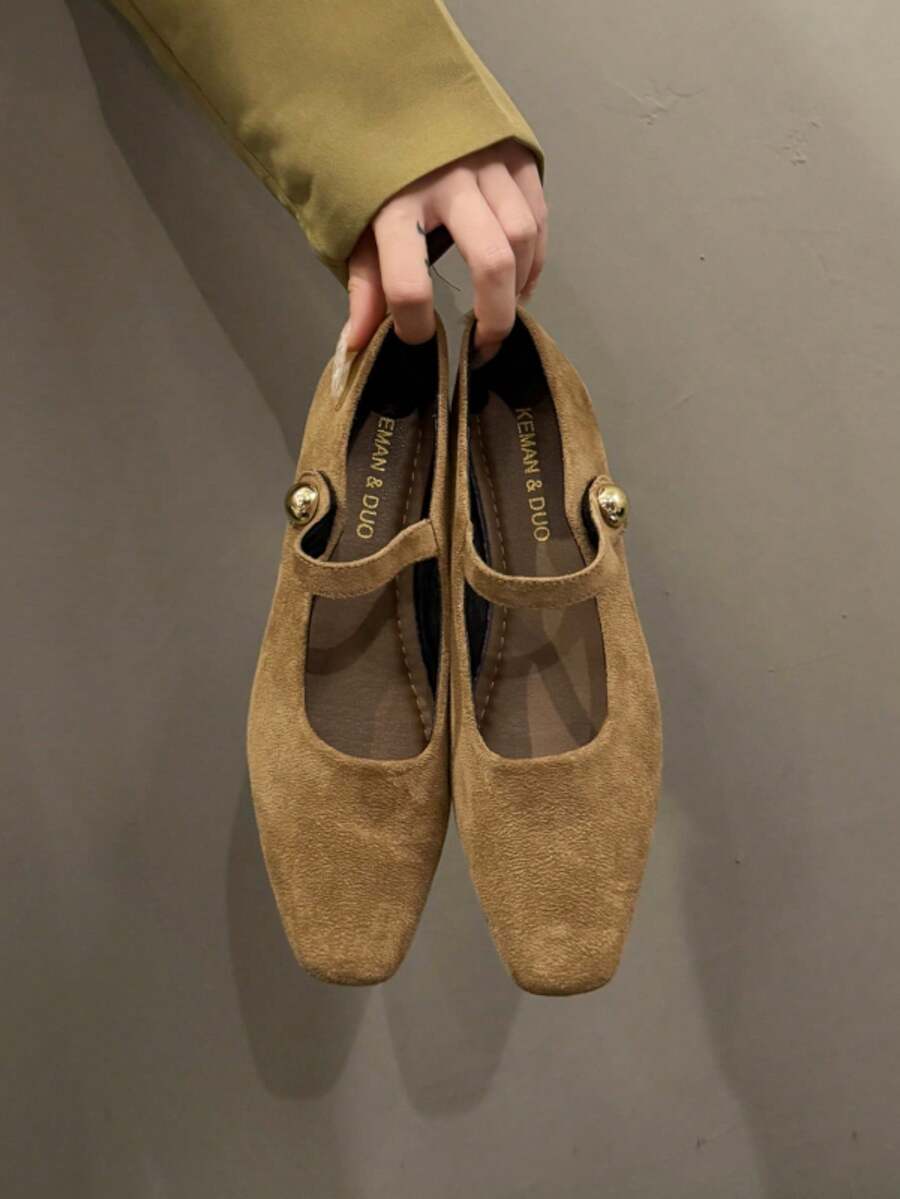 Giày bệt Mary Jane kiểu retro mới cho nữ, giày bệt quai mảnh tối giản, mềm mại, thanh lịch cho mùa xuân/hè.