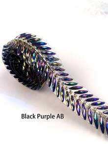 1条小麦色树脂水晶水钻热熔胶装饰链带，适用于DIY婚纱、服装、包包、帽子、家居工艺品配件 - 彩色 - 查看 11