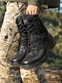 Giày bốt làm việc ngoài trời có khóa kéo bên hông dành cho nam Giày bốt chiến đấu đi xe máy leo núi Valentine - màu đen - Xem 6