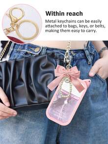 2pcs 1oz (30ml) Hand Sanitizer Spray Bottle Covers, Bow Pearl Keychain And Cute Purple Cat Ear Silicone Anti-Drop Anti-Shock Protective Cases, Travel Perfume Mini Packaging Protective Covers, Anti-Damage