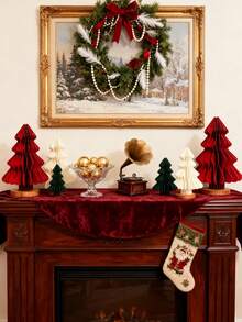 1pc (Red/Green/White) 3.94in/5.91in/7.87in Christmas Party Decorations, 3D Mini Glitter Edge Paper Honeycomb Ornaments, Green, Red Hanging Ornament For Christmas Tree Decor, New Years Party, Christmas Ornaments, Home Decor, Suitable For Wedding Decoration - Multicolor - View 9