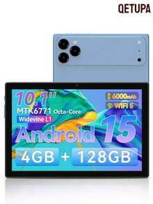 Qetupa 10-Inch Android Tablet, Octa-Core Processor, 4GB RAM, 128GB Storage, Expandable Up To 1TB, 6000mAh Battery, 1280x800 HD Touchscreen, 5MP + 13MP Dual Cameras, Wi-Fi, Bluetooth 5.2, 2MP + 5MP Dual Cameras - Blue - View 1