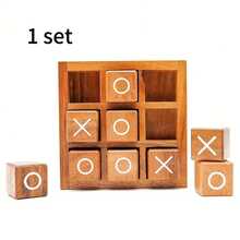 1/2 Pc Classic Wooden Tic Tac Toe Game Set, Suitable For All Ages - Perfect Family Game Night & Home Decor | Suitable For Coffee Table, Living Room, And Desk, Entertaining Tabletop Puzzle Game, Durable Wood, Fun Board Game, Ideal For Adult Game Night, Wonderful Gift Choice - Brown - View 11
