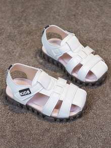 1 Pair Unisex Flat Toe Ring Sandals, Non-Slip Durable Baby/Toddler Beach Shoes, Suitable For Summer - Beige - View 5