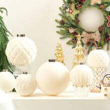 Large Velvet Christmas Ball Ornaments - 6 Inch Flocked Christmas Balls Shatterproof Drative Hanging Ornaments Set For Xmas Tree Holiday Wedding Party Dr (Cream, 2pcs), These Oversized Velvet Baubles Boast A Sumptuous, Soft Texture And Rich, Deep Hues, Adding Luxurious Warmth To Your Christmas Tree.  Their Full, Rounded Shape And Velvety Finish Make Them Stand Out As Elegant Focal Points, Elevating Your Festive Setup With Timeless Glamour.26616919,Fireplace Decoration ,New Year Decor ,Shatterproof - Đen và trắng - Xem 4