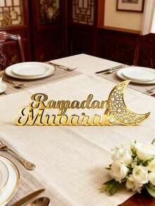 1 món đồ trang trí Eid Mubarak, hình trăng lưỡi liềm bằng gỗ 2026 dùng để trang trí bàn ăn trong tháng Ramadan, chữ cái bằng acrylic vàng, quà tặng Ramadan trong nhà bằng tiếng Ả Rập, đồ trang trí nhà cửa, lò sưởi, văn phòng theo phong cách Hồi giáo. - Nhiều màu - Xem 6