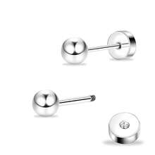 ZDE Women Flat Back Ball Stud Earrings Titanium Hypoallergenic Earrings Stud For Sensitive Ears Simple Classic 3mm-5mm Flat Stud Earring Perfect For Helix Tragus Cartilage Earlobe,3MM,Silver - Silver - 查看 1