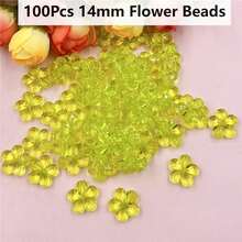 100Pcs 14mm Multicolor Spacer Loose Beads With Hole Flower Shape Handmade Material - 100 hạt cánh hoa 14mm - Xem 11