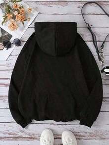 1Pc GOAT Signature Fan Pullover Hoodie - Unisex Casual Hooded Sweatshirt,% , Super Soft, Comfortable & Breathable Loose Fit Top With Drawstring Hood And Pocket - Perfect For Autumn, Winter, And Cool Spring Weather - Ideal Birthday, Christmas, Holiday, Valentine's Day, Father's Day, Mother's Day Gift For Soccer Football Lovers,  Enthusiasts, Dad, Mom, Teen Boys, Girls, Couple, Family, And Friends - Versatile Sportswear & Streetwear For Game Days, Training, Daily Casual Wear, And Fan GatheringsFashion Design The Fabric Is Soft Loose Fit Brand Street Style Hip Hop Unisex Stylefall Clothes For Women Y2K Aesthetic Hoodie - Slim Fit Ribbed Cuff Pullover Retro 90s Vintage Wash Hooded Sweatshirt - Loose Fit Women's Hoodie - Black - View 4