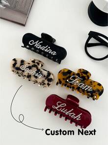 Kẹp tóc hình vuông oval khắc tên cá nhân, kẹp tóc đính đá tùy chỉnh 5 chữ cái, phụ kiện tóc có thể tùy chỉnh màu sắc, phụ kiện tóc dành cho nữ. - Nhiều màu - Xem 1