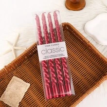 A Box Of 4 Morandi Gradient Colored Threaded 10 Inch Long Candles, Suitable For Home Use, Romantic Weddings, Decoration, And Candlelight Dinners Gifts Birthday Graduation - Multicolor - View 28