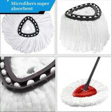 Spin Mop Head Replacement, Base, Mop Handle Compatible For O-Cedar EasyWring - Include 2 Microfiber Refills, 4-Section 30-59in Handle, 1 Cover And 1 Scrubber (1-Tank System) - Màu B - Xem 4