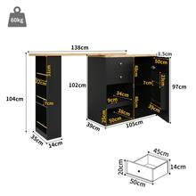 360° Rotating Standing Desk (105 X 39 X 102 Frame) With 4 Drawers And Open Shelves, Suitable For Dining Room/Office/Living Room, White - Black + MDF - View 7