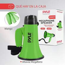 Pyle Megáfono Portátil con Sirena Altavoz Compacto Funciona con Pilas, Potencia de 20W, Micrófono, Plegable. Animadoras y Uso Policial Plateado - Verde - Ver 7