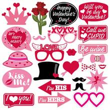 Valentine's Day Photo Booth Props Frame Party Supplies - Valentine's Day Party Decorations Valentine's Day Theme Paper Props Photo Frame Party.
