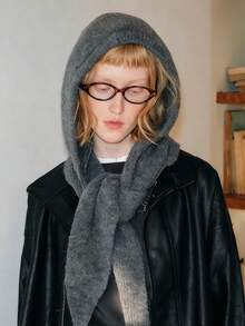 1 pezzo Berretto balaclava da donna di colore unito, cappello lavorato a maglia spesso e caldo con protezione per le orecchie, set elegante e casual retrò di berretto e sciarpa versatile, adatto per uso all'aperto, sci, ciclismo, viaggi, feste, uso quotidiano in autunno/inverno