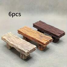 3/6件迷你树脂长椅，微型仙女花园长椅，娃娃屋摆件配件，DIY装饰礼品（2.27英寸 x 0.78英寸） - 3款不同颜色的长椅，适合放置小矮人或其他小物件，可爱礼品，耐用树脂工艺品，适用于花园、鱼缸、房间装饰 - 彩色 - 查看 11