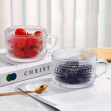 经典复古向日葵浮雕玻璃杯，配竹制杯盖和勺子，大容量牛奶杯、咖啡杯、燕麦杯，适合居家办公、情侣、礼品等场合。 - 彩色 - 查看 5