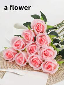 12pcs Romantic Roses Artificial Flowers-Declaration Of Love Rose Flowers With Long Stems Silk Flowers For Valentine's Day,Bridal Wedding Bouquet Centerpices Decorations Party Home&Living Decor - Multicolor - View 6