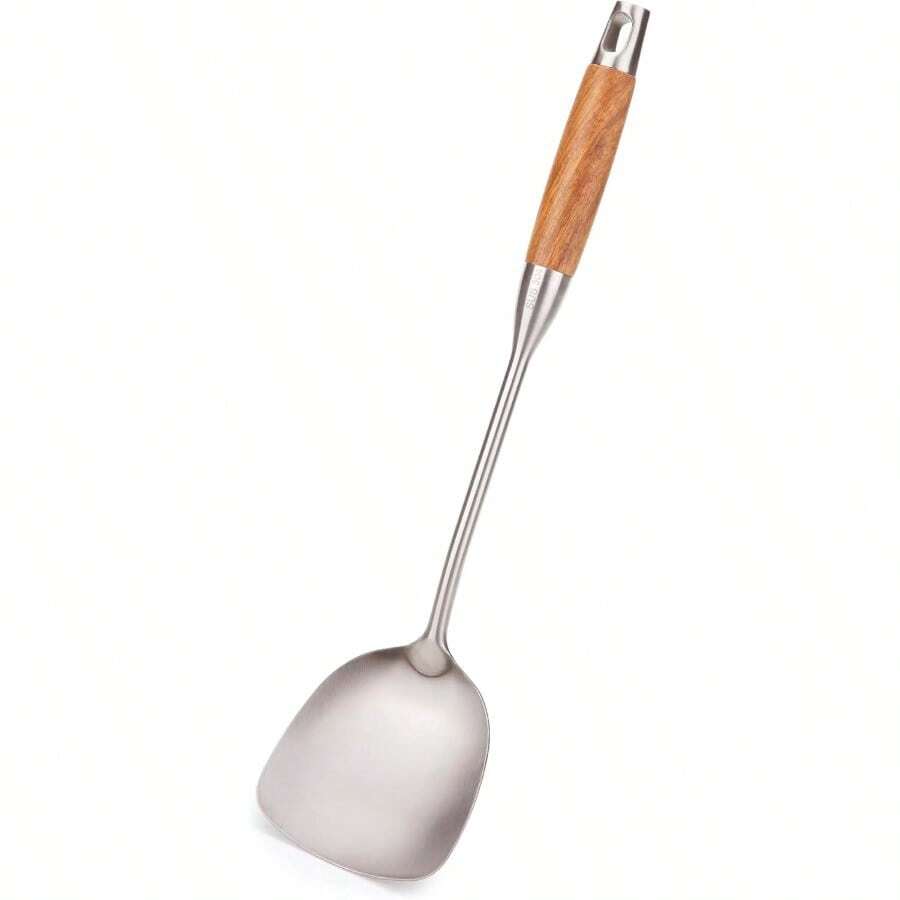 Skimmer Ladle 15.4inches Spatula For Wok 304 Stainless Steel Wok Spatula Wooden Handle - Walnut-spatula - View 1