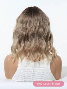 Tóc giả nữ chất lượng cao, tự nhiên và thoải mái, tóc giả kiểu bob bồng bềnh ombre 14 inch, tóc giả xoăn phủ kín đầu, tóc giả ombre thanh lịch chịu nhiệt, tóc giả ngắn xoăn tổng hợp chịu nhiệt, hoàn hảo cho sử dụng hàng ngày, kỳ nghỉ và du lịch. - Màu nâu ombre - Xem 6