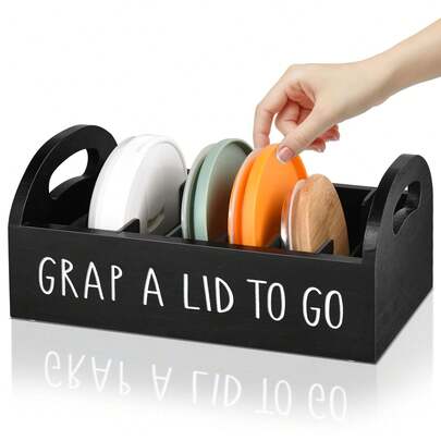 Tumbler Lid Organizer, Cup Lid Organizer Water Bottle Lid Holder For Kitchen, Space-Saving Design, Slim Storage Box For Up To 7 Lids, Clutter-Free Kitchen Cabinets And Countertops Organization