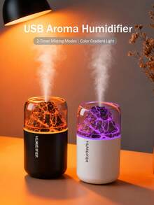 1 pieza Difusor de aroma volcánico de 180ml de capacidad (alimentado por USB). 2 modos de niebla, funcionamiento silencioso, 5 aromas (fragancia oceánica), se puede usar como ambientador de coche y difusor de aceites esenciales para el hogar. - Blanco y negro - Ver 2