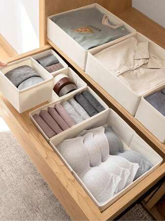 1 Caja de almacenamiento dividida de tela para ropa interior, Organizador de calcetines, sujetadores y pantalones dividido en 900D, Caja de almacenamiento dividida de estilo cajón para el hogar, Puede contener múltiples artículos como papelería, gafas, máscaras, cinturones