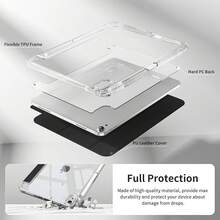1pc With Pen Slot Premium Soft Silicone & Acrylic Material Protective Cover, New Year Themed | Suitable For 10.9 / 10.2 / 9.7,  Air 2 / 4th Generation / 5th Generation,  Pro 11-Inch (2022) / 10th Generation | Tablet PC Case With Pen Slot, Foldable Lightweight Stand Hybrid Design | Learning & Home Office Accessories, Streamlined Style, High-Quality Materials, Sturdy Structure | Perfect For Digital Artists, Christmas Accessories, School Students (Online Classes/Note-Taking), Office Workers (Remote Meetings/Business Presentations), Content Creators (Editing/Vlogging/Live Streaming) & Daily Use | Fashion-Forward Digital Accessory For Girls, Women & Teens - 黑色 - 查看 7