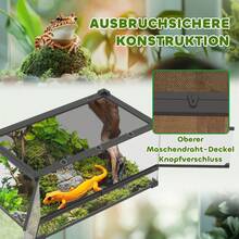 PawHut Glass Terrarium For Reptiles, Raised Floor, Waterproof, Button Lock - 1 - 查看 7