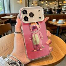 Funda de Teléfono Rosa con Impresión de Personaje de Dinosaurio de Dibujos Animados para Modelos de  y , Regalo Ideal para Todas las Temporadas - Plateado - Ver 1