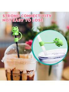 6Pcs Cue Straw Cover Cap For Cup 40 30oz Tumbler, 10mm Reusable Cute Drinking Straw Topper Accessories, Portable Protector Plugs Decorations Gifts For Party Cartoon Flower Straw Dust Cover, Compatible With Stanley Cup Accessories Also Applicable To Other Straw Styles - 彩色 - 查看 4
