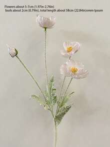 1件人造花家居装饰丝绸花毛绒杆人造花摆件花束派对装饰婚礼装饰餐厅餐桌人造花装饰人造花枝含铁丝可折叠 - 彩色 - 查看 13