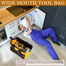 Bolsa De Herramientas, Boca Ancha, Bolsa De herramientas Con Correa Ajustable Para El Hombro, Organizador De Bolsa De Herramientas, Bolsa de Almacenamiento Grande a Prueba de Agua (13 pulgadas) - 13 pulgadas - Ver 9