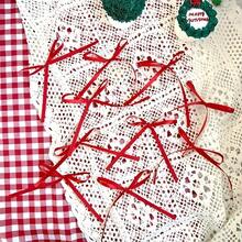 10 élégantes décorations de gâteau en ruban rouge avec des accents dorés - fabriquées en polyester, conviennent pour les décorations de mariage, anniversaire, Saint-Valentin, créant une atmosphère festive - Rouge - Voir 5