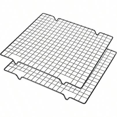 2Pcs Metal Kitchen Baking Cooling Rack Square Wire Cooling Rack For Cake And Meat 10 X 11 Inches Black