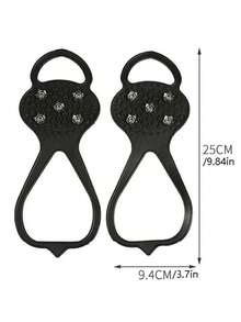 户外冰雪防滑鞋套，五齿冰爪，冬季鞋钉，通用型，超弹力，攀登雪山和冰面防滑神器 - 黑色 - 查看 6