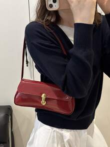 Women's Retro Faux Leather Flap Decor Underarm Shoulder Bag, Suitable For Dates, Outings, Parties And Other Occasions - Red - View 5