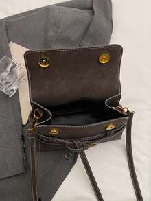 女士方形手提包，时尚简约复古优雅哑光PU皮革，适合肩背，适合女性、女孩、大学生，适合购物、通勤，咖啡色 - 查看 5