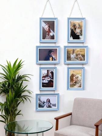 6-Inch Minimalist Style Photo Frame, Jute Rope Hanging 4"X6" Horizontal & Vertical Combination Frame - Foldable, Office & Home Decor Photo Wall Hanging Multi-Frame Photo Display, Creative Art Photo Showcase