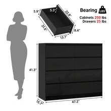18/12/9/8 Drawer Dresser For Bedroom, Dresser With Charging Station And Deep Drawers, Modern Chest Of Drawer Handle Free, Wide Storage Organizer Cabinet For Bedroom, Living Room, Entryway - 黑色 - 查看 12